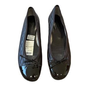 French Sole Passport Brown Quilted Leather Patent Cap Toe Ballet Flats Spain 8
